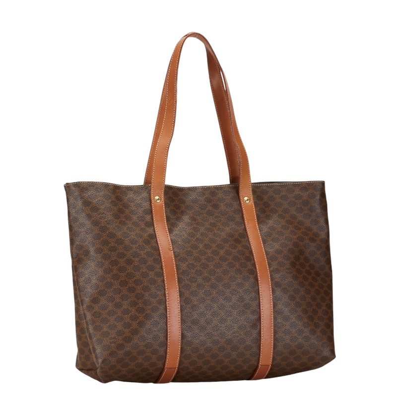 Celine Macadam Leather Tote Handbag Brown - Image 2