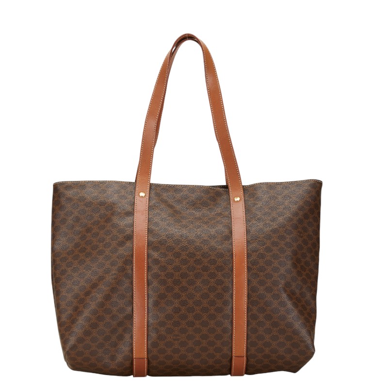 Celine Macadam Leather Tote Handbag Brown - Image 3