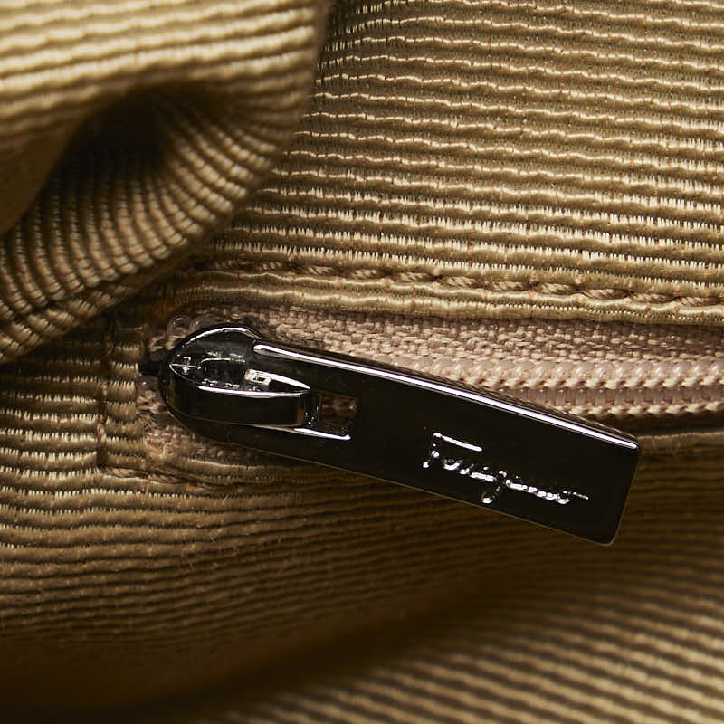 Salvatore Ferragamo Gancini One Shoulder Bag Handbag Canvas Leather Black - Image 8