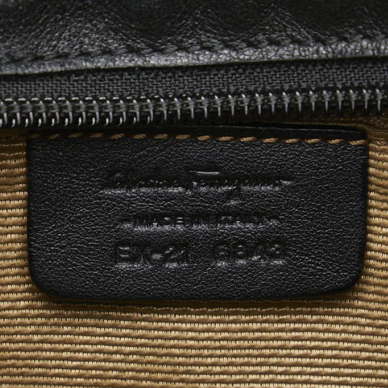 Salvatore Ferragamo Gancini One Shoulder Bag Handbag Canvas Leather Black - Image 9