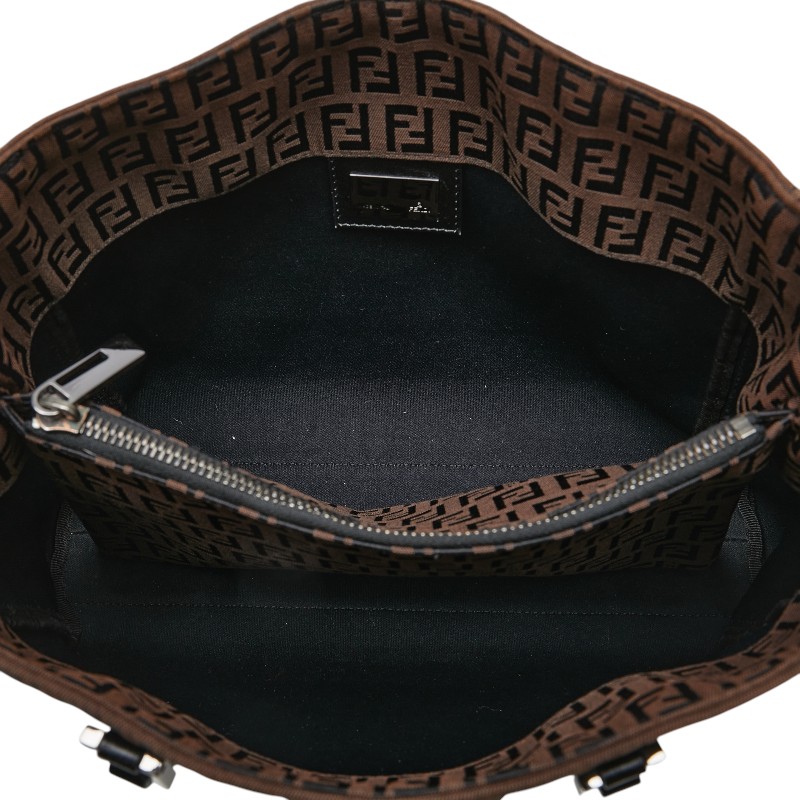 Fendi Zucca Canvas Tote Handbag Black - Image 4