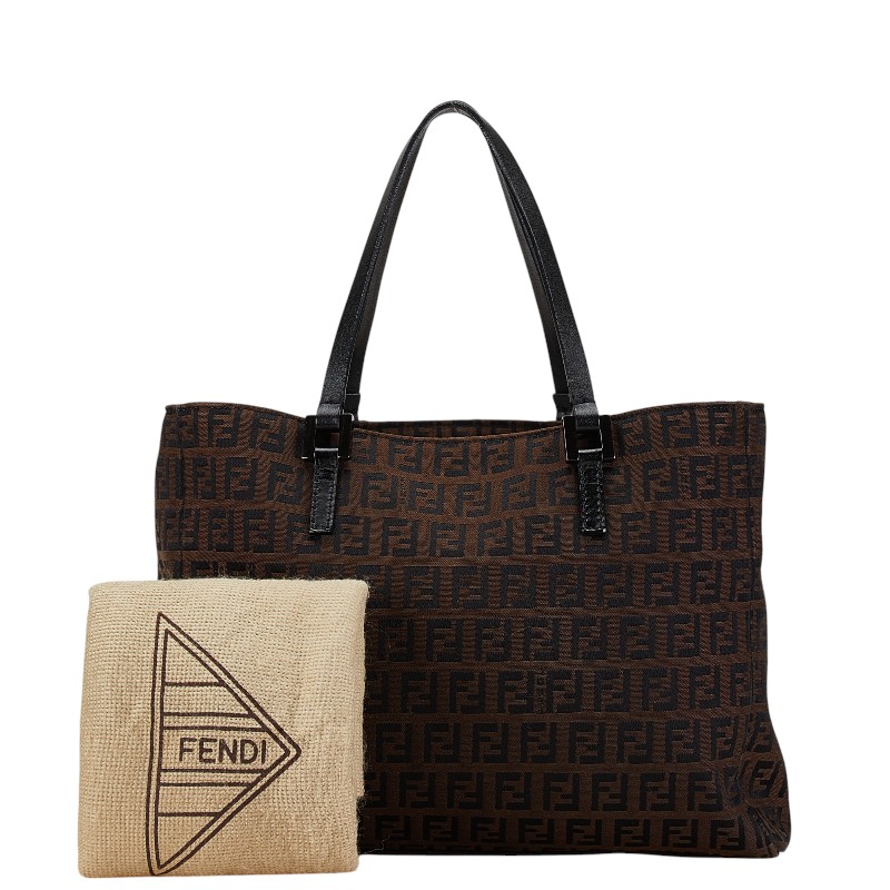 Fendi Zucca Canvas Tote Handbag Black - Image 7