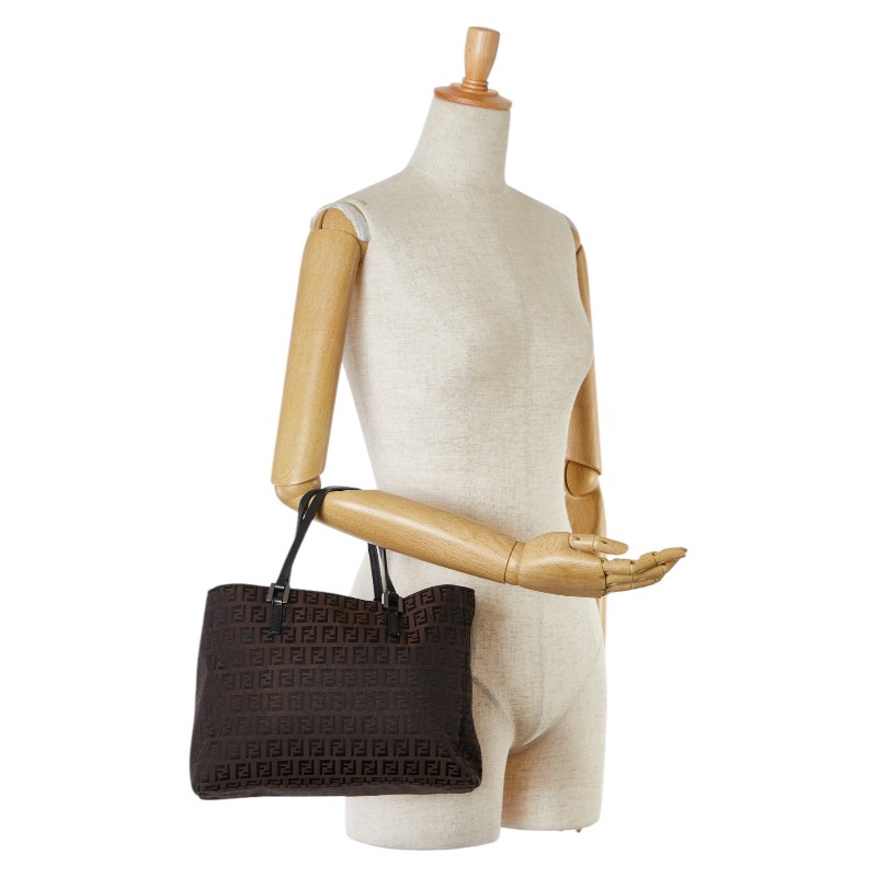 Fendi Zucca Canvas Tote Handbag Black - Image 8
