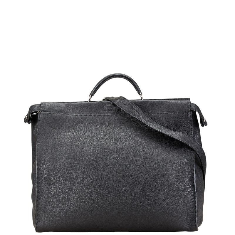 Fendi Selleria Peekaboo Leather Shoulder Bag Black