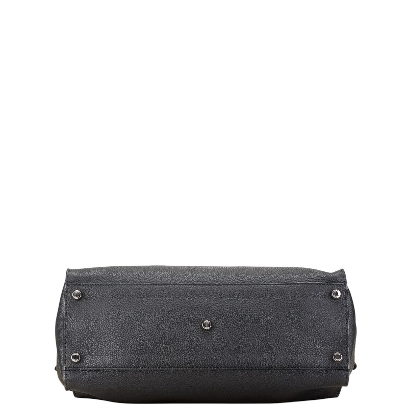 Fendi Selleria Peekaboo Leather Shoulder Bag Black - Image 3
