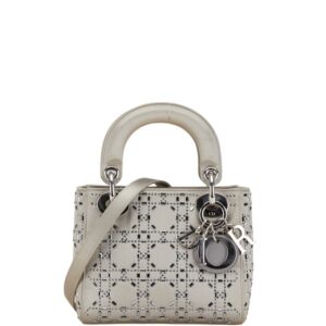 Dior Lady Dior Mini Shoulder Bag Satin Grey