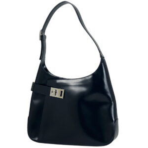 Salvatore Ferragamo Gancini Shoulder Bag Leather Black