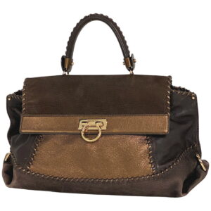 Salvatore Ferragamo Gancini Tote Bag Suede Black