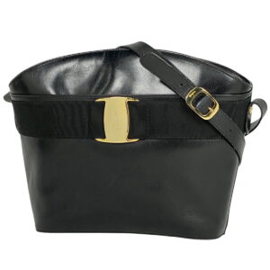 Salvatore Ferragamo Vara Shoulder Bag Leather Black