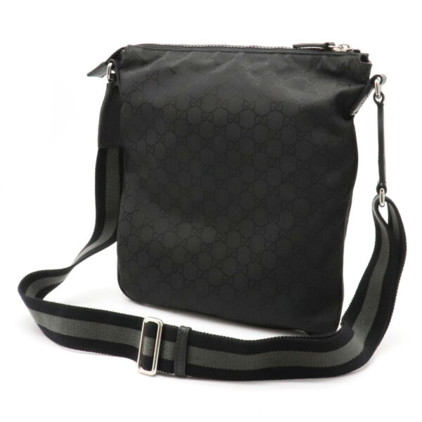 12050333 1 Gucci GG Nylon Crossbody Bag Leather Black Gray