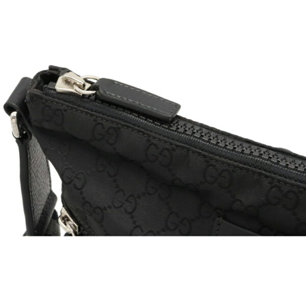 12050333 6 Gucci GG Nylon Crossbody Bag Leather Black Gray