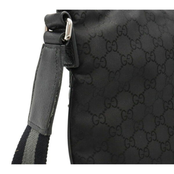 12050333 7 Gucci GG Nylon Crossbody Bag Leather Black Gray