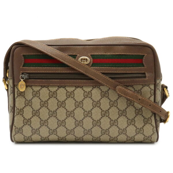 12050676 Gucci GG Plus Sherry Line Crossbody Bag Leather Beige Brown