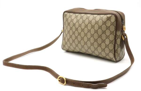 12050676 1 Gucci GG Plus Sherry Line Crossbody Bag Leather Beige Brown