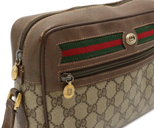 12050676 5 Gucci GG Plus Sherry Line Crossbody Bag Leather Beige Brown