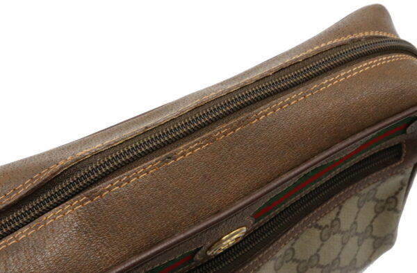 12050676 6 Gucci GG Plus Sherry Line Crossbody Bag Leather Beige Brown