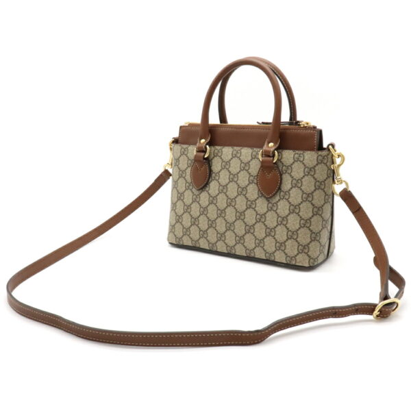 12060601 1 Gucci GG Supreme 2Way Handbag Leather Beige Brown