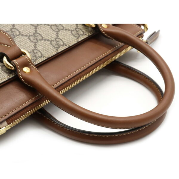 12060601 3 Gucci GG Supreme 2Way Handbag Leather Beige Brown