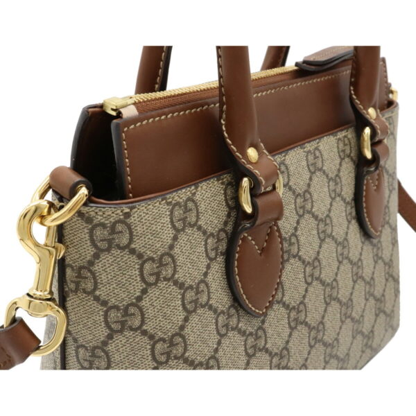 12060601 7 Gucci GG Supreme 2Way Handbag Leather Beige Brown