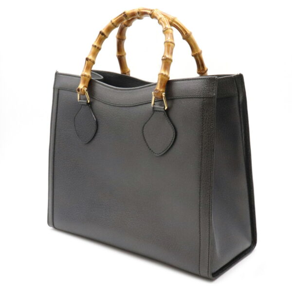 12061020 1 Gucci Bamboo Tote Bag Leather Dark Gray