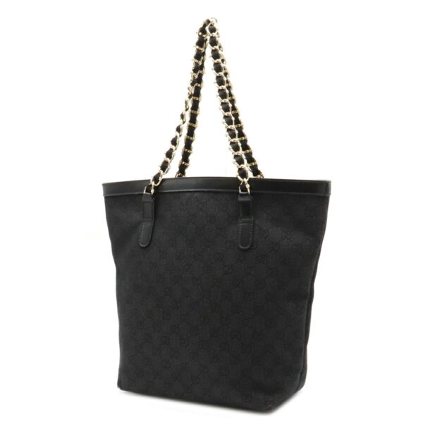 12070264 1 Gucci GG Denim Tote Bag Leather Black