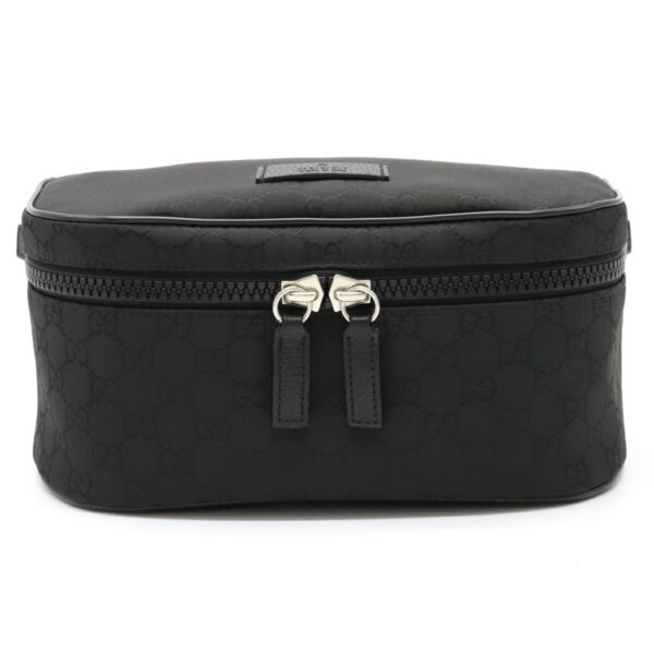 12070537 Gucci GG Nylon Waist Bag Leather Black