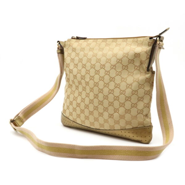 12071388 1 Gucci GG Punching Crossbody Bag Leather Khaki Beige