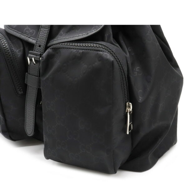 12071439 6 Gucci GG Nylon Backpack Rucksack Leather Black