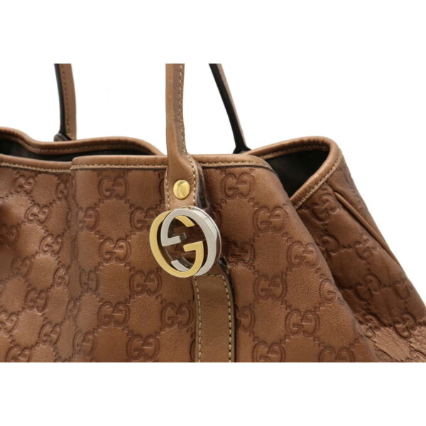 12090236 5 Gucci GG Twins Guccisima Tote Bag Leather Metallic Brown