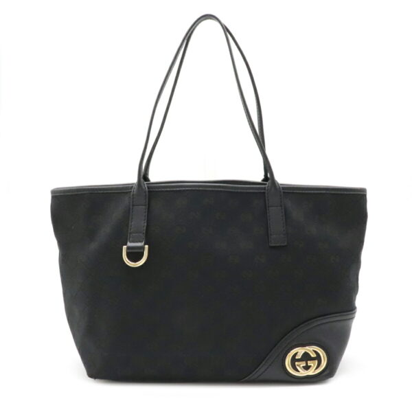 12100153 Gucci GG Tote Bag Leather Black