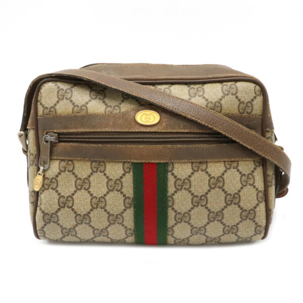 12101452 Gucci GG Plus Sherry Line Crossbody Pochette Leather Beige Brown