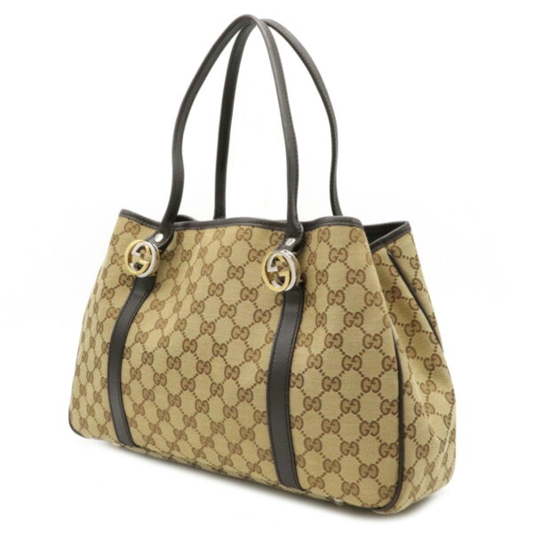 12110291 1 Gucci GG Twins Tote Bag Leather Khaki Beige