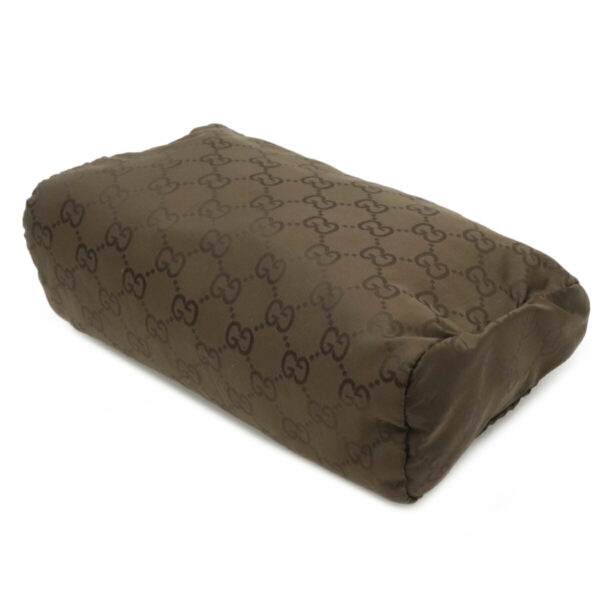 12110519 1 Gucci GG Nylon Cosmetic Pouch Leather Brown