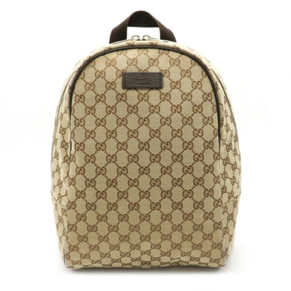 12111330 Gucci GG Rucksack Backpack Leather Khaki Beige