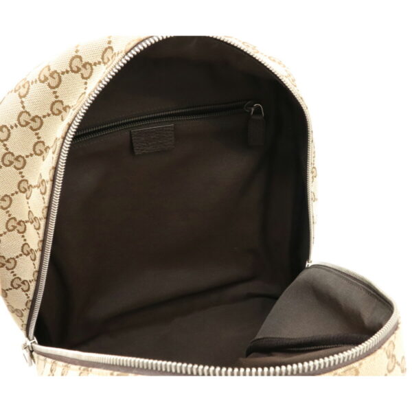 12111330 4 Gucci GG Rucksack Backpack Leather Khaki Beige