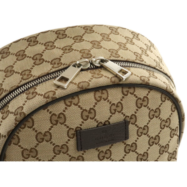 12111330 5 Gucci GG Rucksack Backpack Leather Khaki Beige