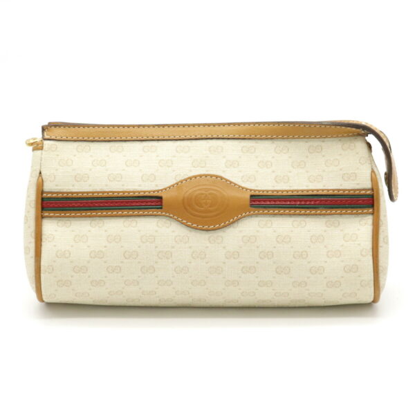 12120294 Gucci Micro GG Sherry Line Cosmetic Pouch Leather Ivory