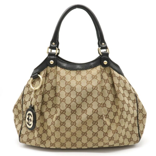 12120376 Gucci Sookie GG Handbag Leather Khaki Beige