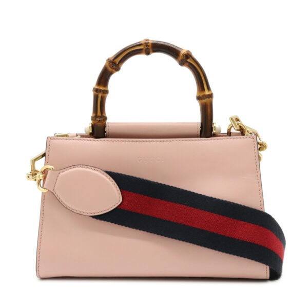 12160078 Gucci Nimfair Bamboo 2Way Shoulder Bag Leather Pink