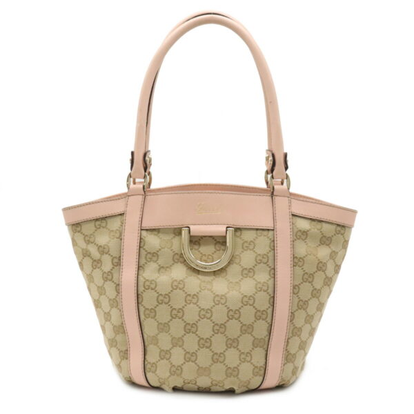 12170090 1 Gucci GG Abbey Mini Tote Bag Leather Beige Pink