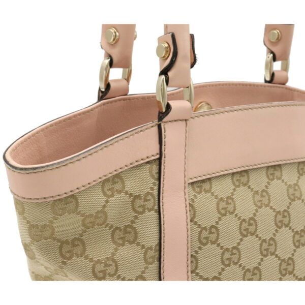 12170090 6 Gucci GG Abbey Mini Tote Bag Leather Beige Pink