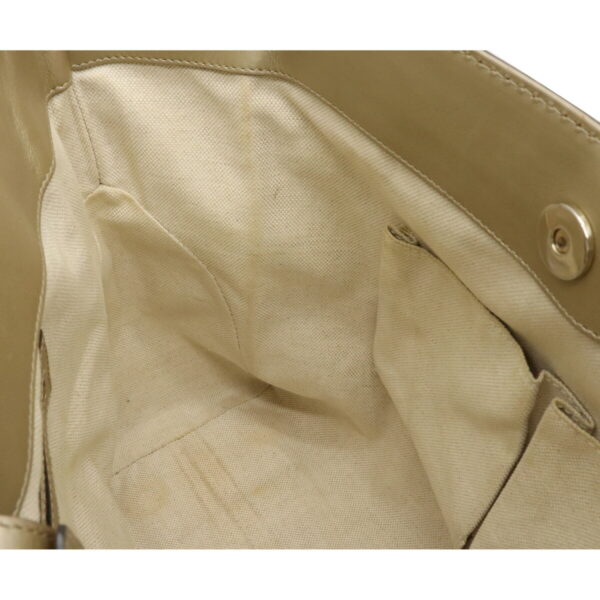 12190844 6 Gucci GG Mayfair Ribbon Tote Bag Leather Khaki Beige