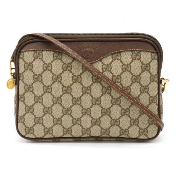 12201058 1 Gucci GG Plus 2Way Clutch Bag Leather Beige Brown