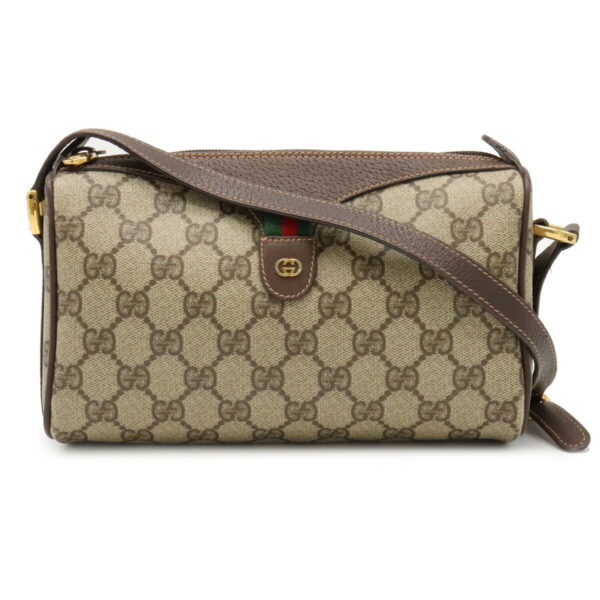 12201094 1 Gucci GG Plus Sherry Line Crossbody Pochette Leather Khaki Beige