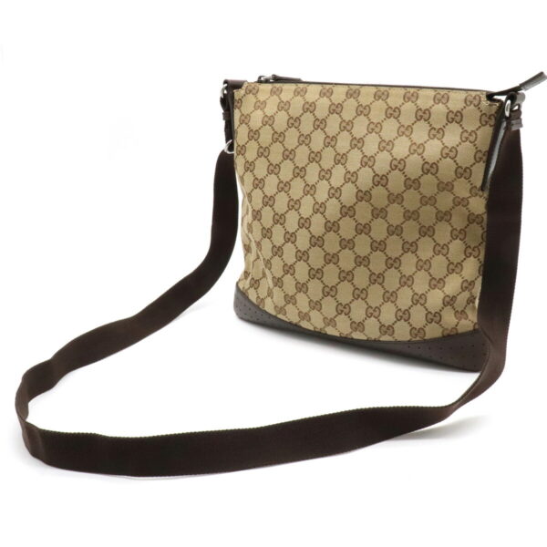 12211017 2 Gucci GG Crossbody Messenger Bag Leather Khaki Beige