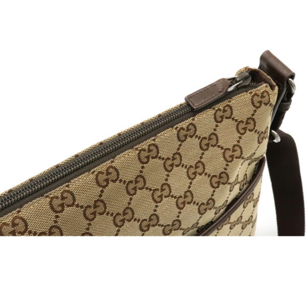 12211017 6 Gucci GG Crossbody Messenger Bag Leather Khaki Beige