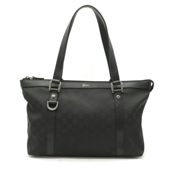 12211399 1 Gucci GG Nylon Tote Bag Leather Black