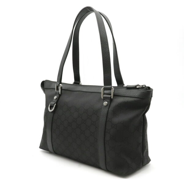 12211399 2 Gucci GG Nylon Tote Bag Leather Black