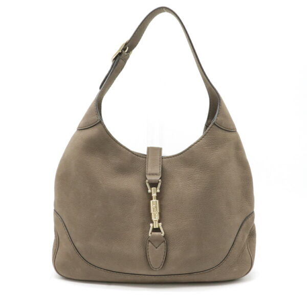 12211400 1 Gucci Jackie Bag Nubuck Leather Mocha Brown