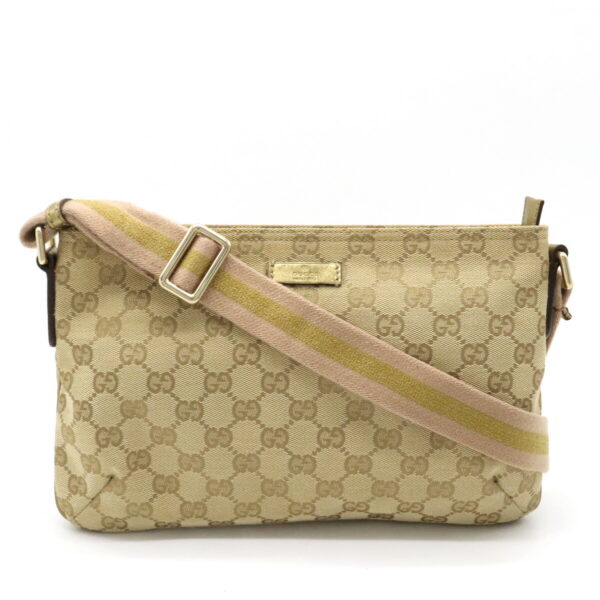 12390737 1 Gucci GG Pochette Crossbody Metallic Leather Beige Pink